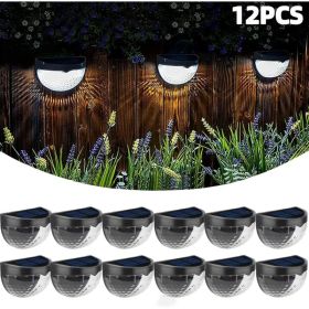 12/6 Solar Fence Lights, Solar Platform Lights, Solar Wall Lights, Rechargeable Solar Cells, Suitable For Front Porches, Security Lights, Wall In (Option: White-12PCS)