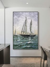 Hand Painted Impressionism Sunrise Seascape Abstract Oil Painting Canvas Art Poster Picture Wall House Decoration Mural (size: 50X70cm)
