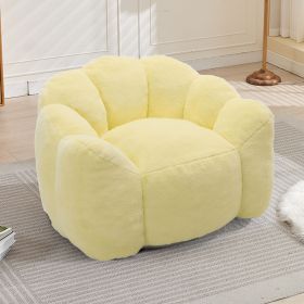 Lotus type compression sofa Adult bean bag sofa with pull ring can be easily moved without installation Suitable for various environments such as (Color: Yellow)